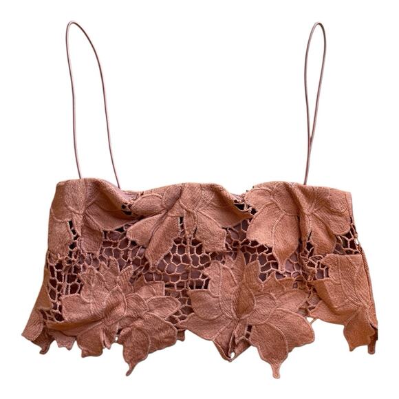 REVOLVE Tops - NWT Rumer x Revolve Tropez Crop Top in Rust Floral Lace Crochet Size Small